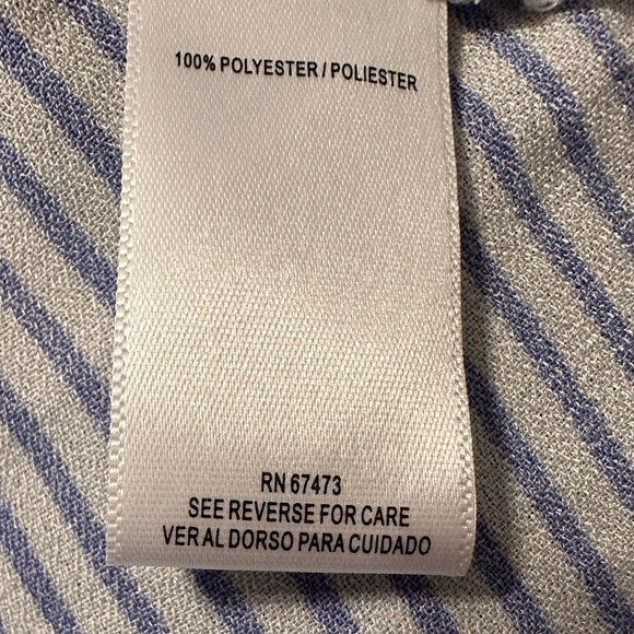 DN Design Women’s Blue & White striped chambray ruffled front dress. Sz 16W - Picture 8 of 9